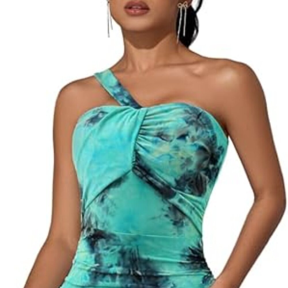 💙 One-Shoulder Floral Bodycon Maxi Dress | Size L | NWT 💙